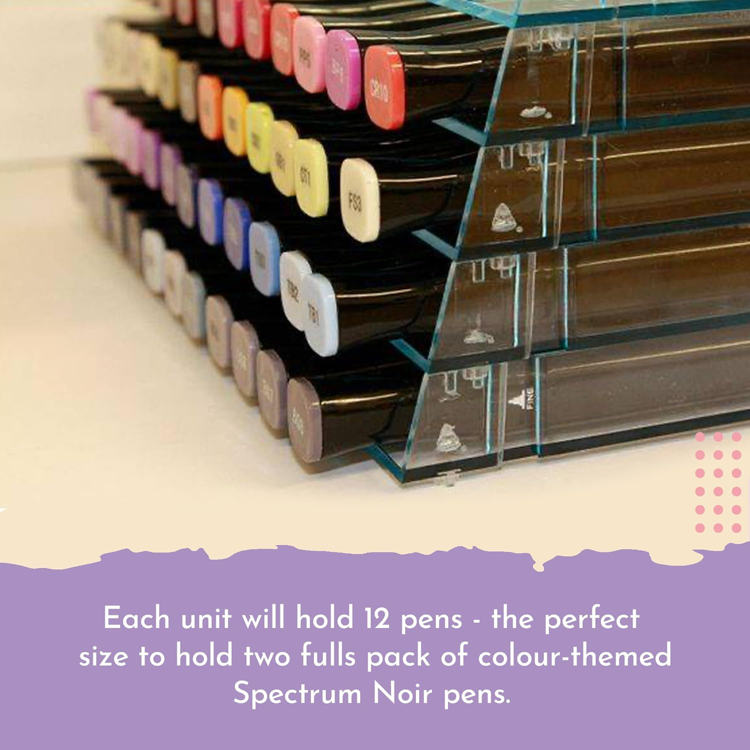 Crafter'S Companion - Universal Marker Storage System Modular System for 72 Pens (4 Trays) - Clear - Chisel image number 2