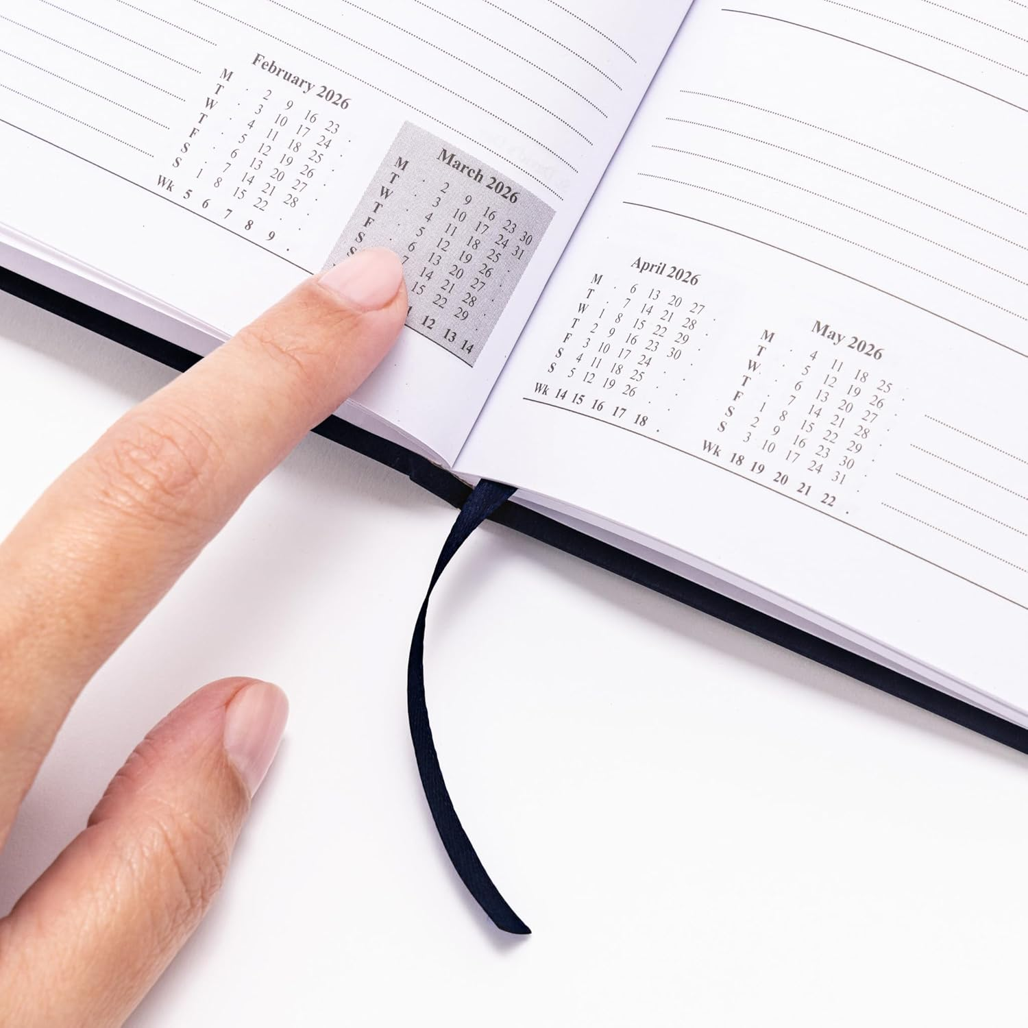 Evelay 2026 A5 Week to View Diary Full Year Planner Organiser Hardback Cover with Times (Black) - Grey image number 6