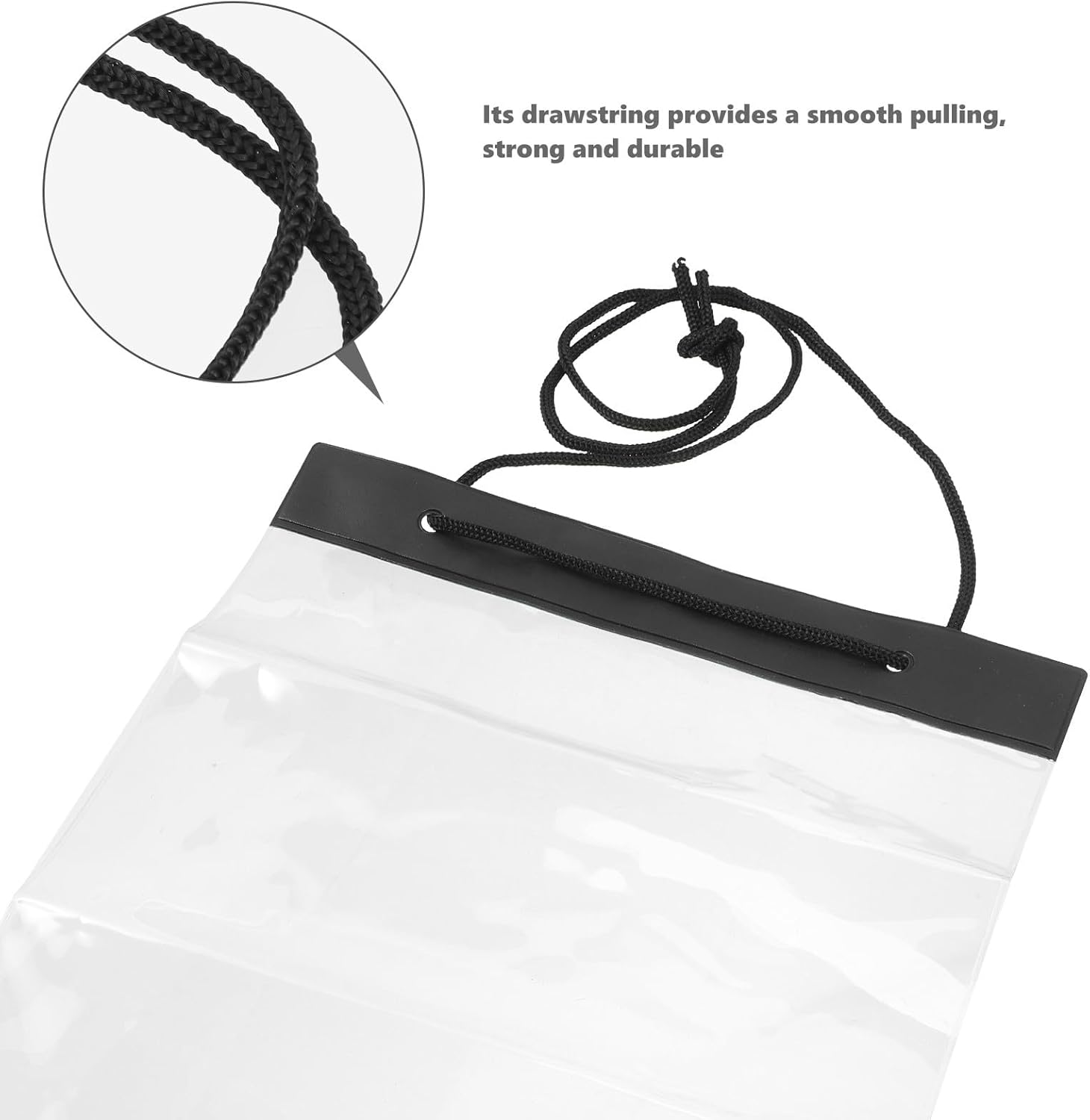 WRITWAA Waterproof Drawstring Map Bag PVC Travel File Organizer Pouch for Outdoor Training and Hiking, Lightweight Office Document Storage Holder, Foldable White S Size