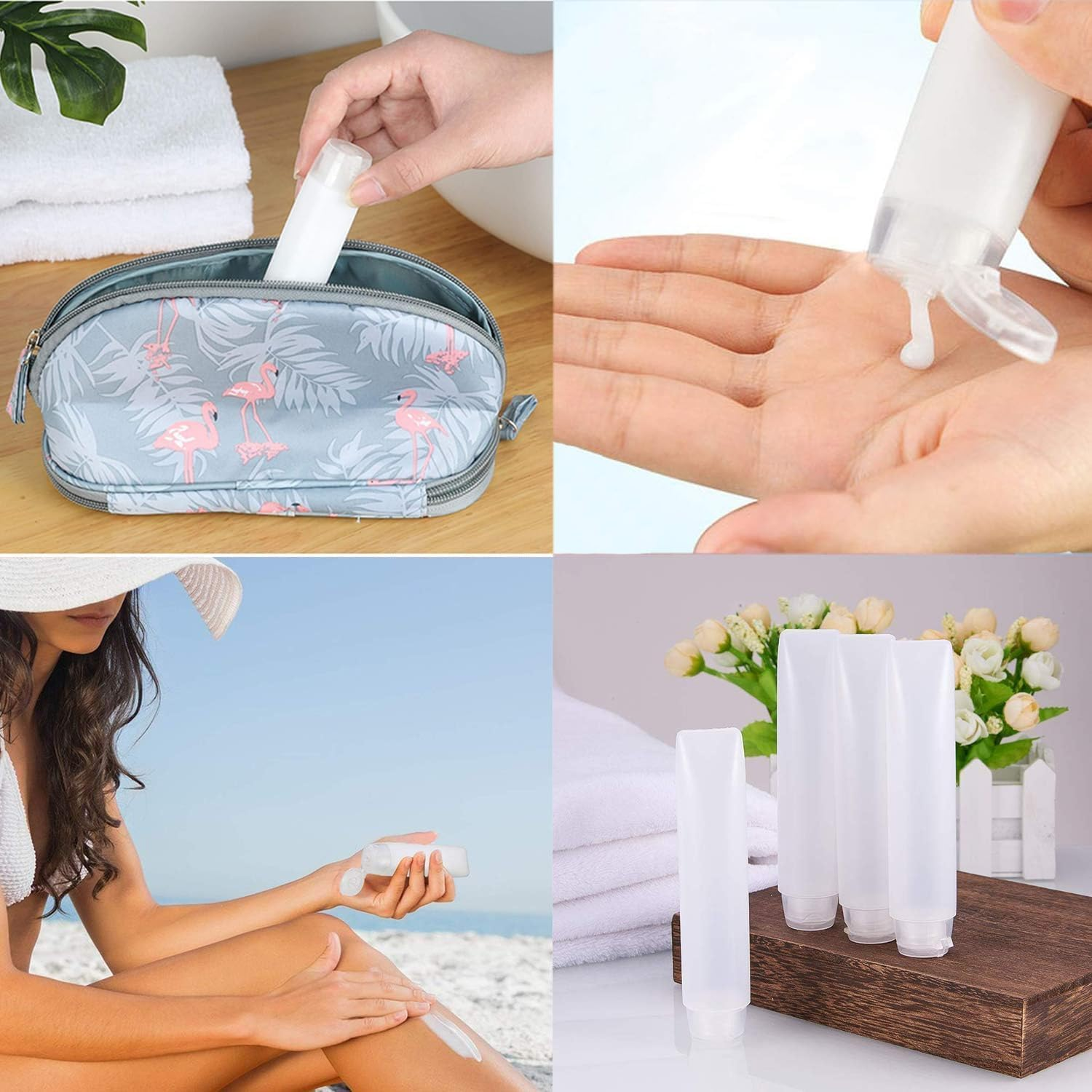 Clear Plastic Refillable Toothpaste Tubes, 6 Pack Empty Cosmetic Soft Bottles,Refillable Empty Toothpaste Bottle Tubes,Clear Plastic Cosmetic Soft Tube Bottles image number 3