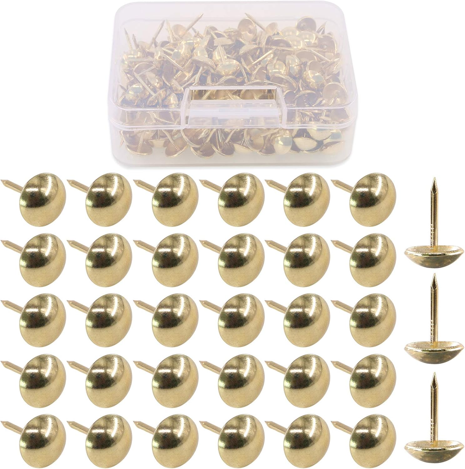 Hilitchi 200-Pieces 7/16''(11Mm) Antique Brass Tacks Bronze Nail Pins Upholstery Nail Tacks Furniture Thumb Tack Pins Assortment Kit (Bronze)