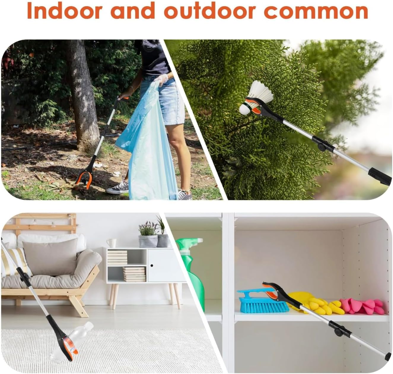 2-Pack Grabber Reacher Tool, 81 Cm Long Foldable Pick up Stick, 360-Degree Rotating Anti-Slip Jaw with Magnetic Grip, Orange image number 5