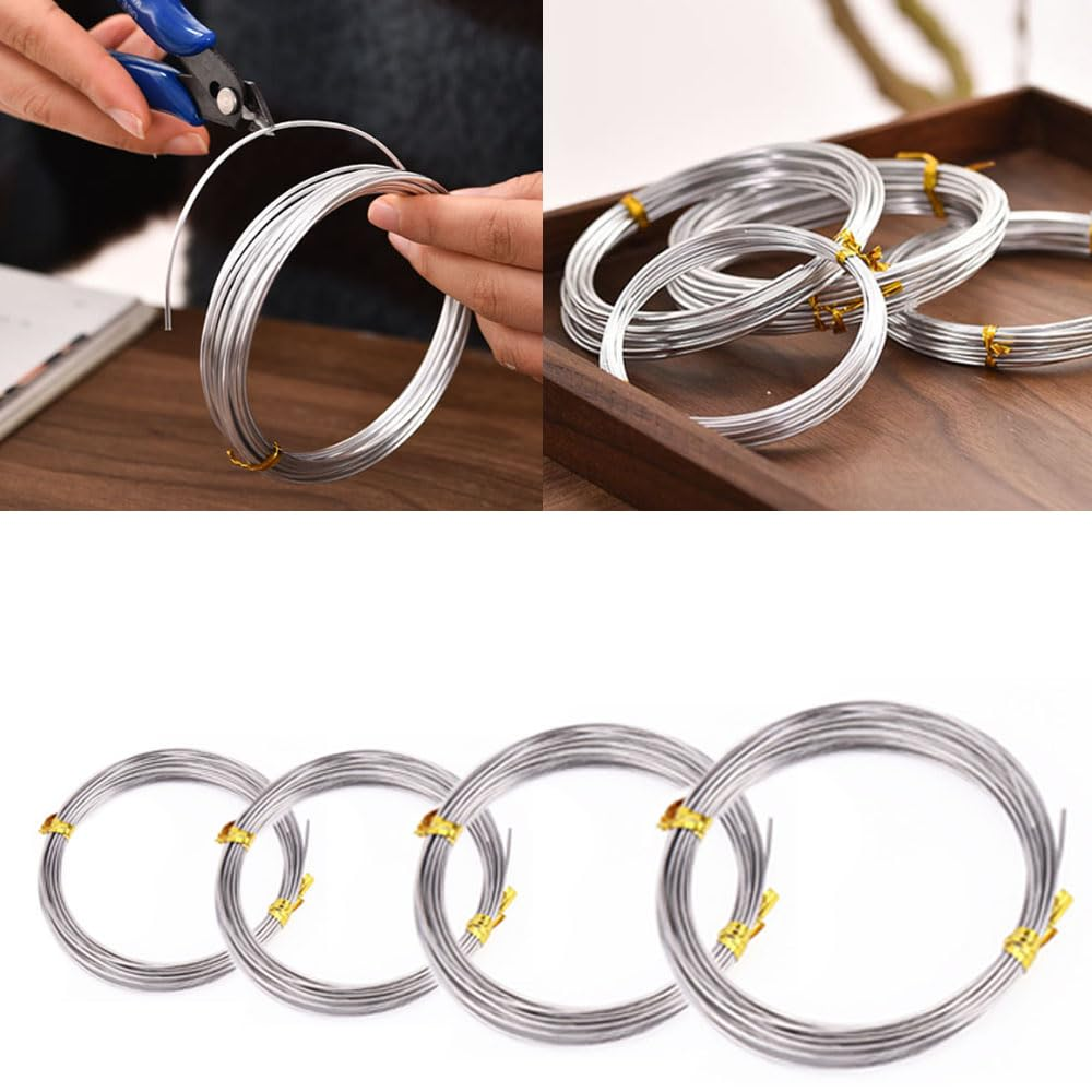Armastuse 4 Pcs Aluminum Craft Wires, 1 Mm,1.5Mm,2Mm,3M, Bendable Craft Wire for Sculpting Armature DIY Jewelry Making (Silver) image number 2