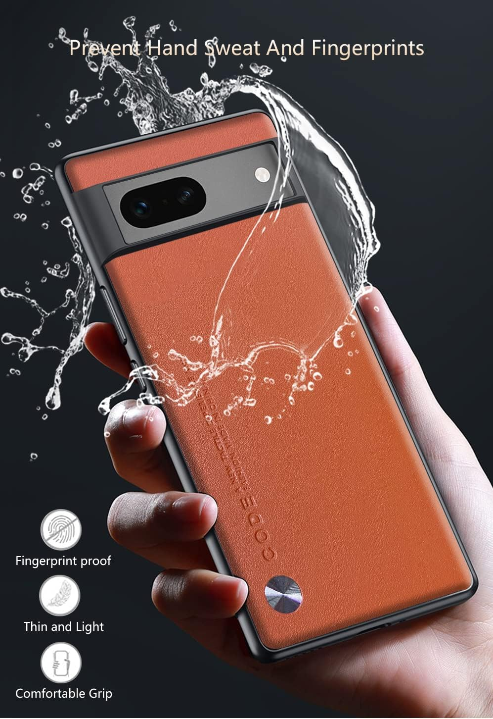 Puxssul for Google Pixel 7A 5G Case, Soft TPU Faux Leather Case, Extremely Lightweight Ultralight Camera Protection Leather Case for Google Pixel 7A 5G (Orange) image number 6