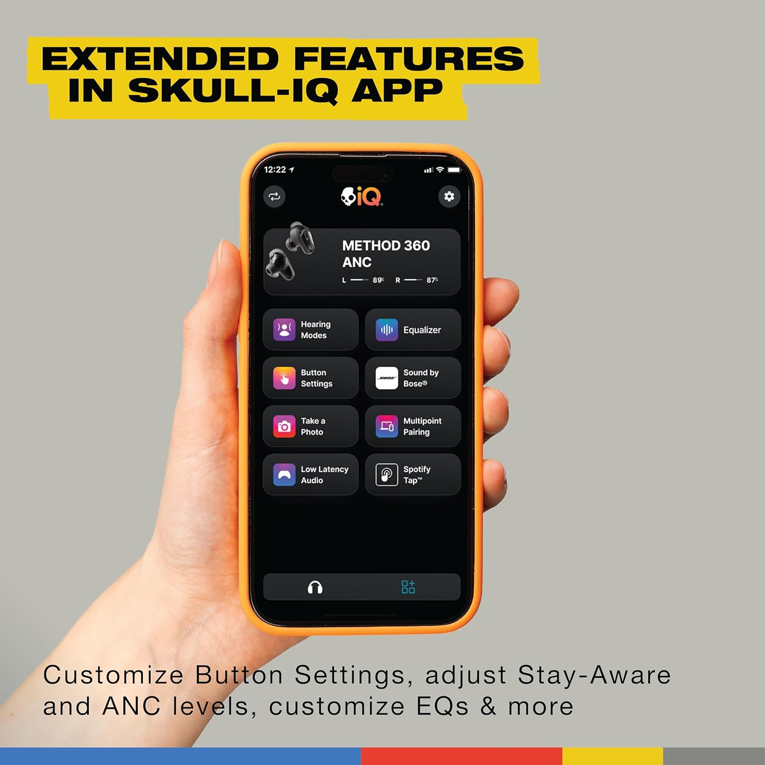 Skullcandy Method 360 ANC Wireless Earbuds, Sound by Bose, Bluetooth Headphones, Premium Noise Cancelling, up to 40 Hrs Battery, Sweat and Water Resistant, Microphone for Iphone Android - Leopard image number 6