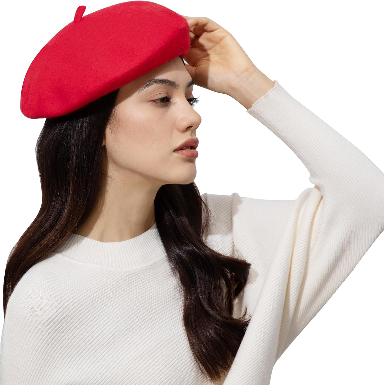 Classic Wool Beret Hats for Women Man Painter Hat French Beret for Man Woman Warm Winte. - Khaki image number 3