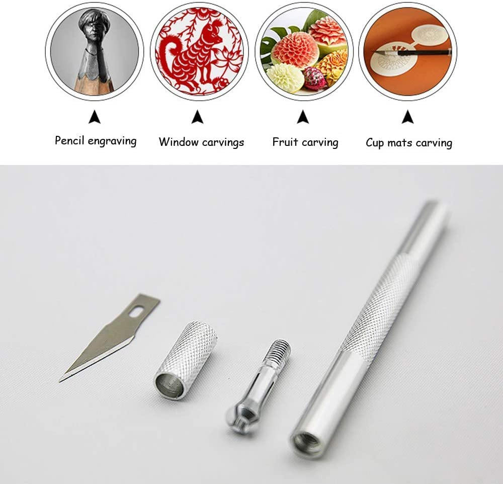 2Pack Precision Carving Craft Knife Stainless Steel Metal Knives with Safety Cap and 10Pcs Knife Blades for DIY Art Work Cutting Sculpture Carving Knife and Hobby Knife Etc. image number 6