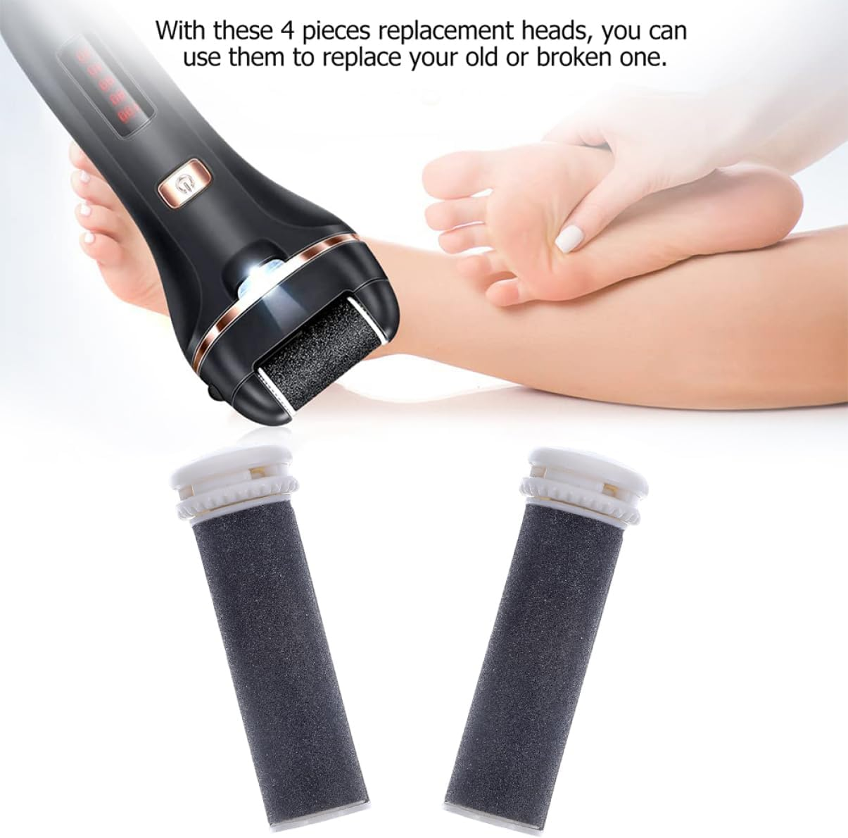 2Pcs Foot File Callus Remover Replacement Head Pedicure Roller Heads Electric Foot File Roller Replacement image number 2