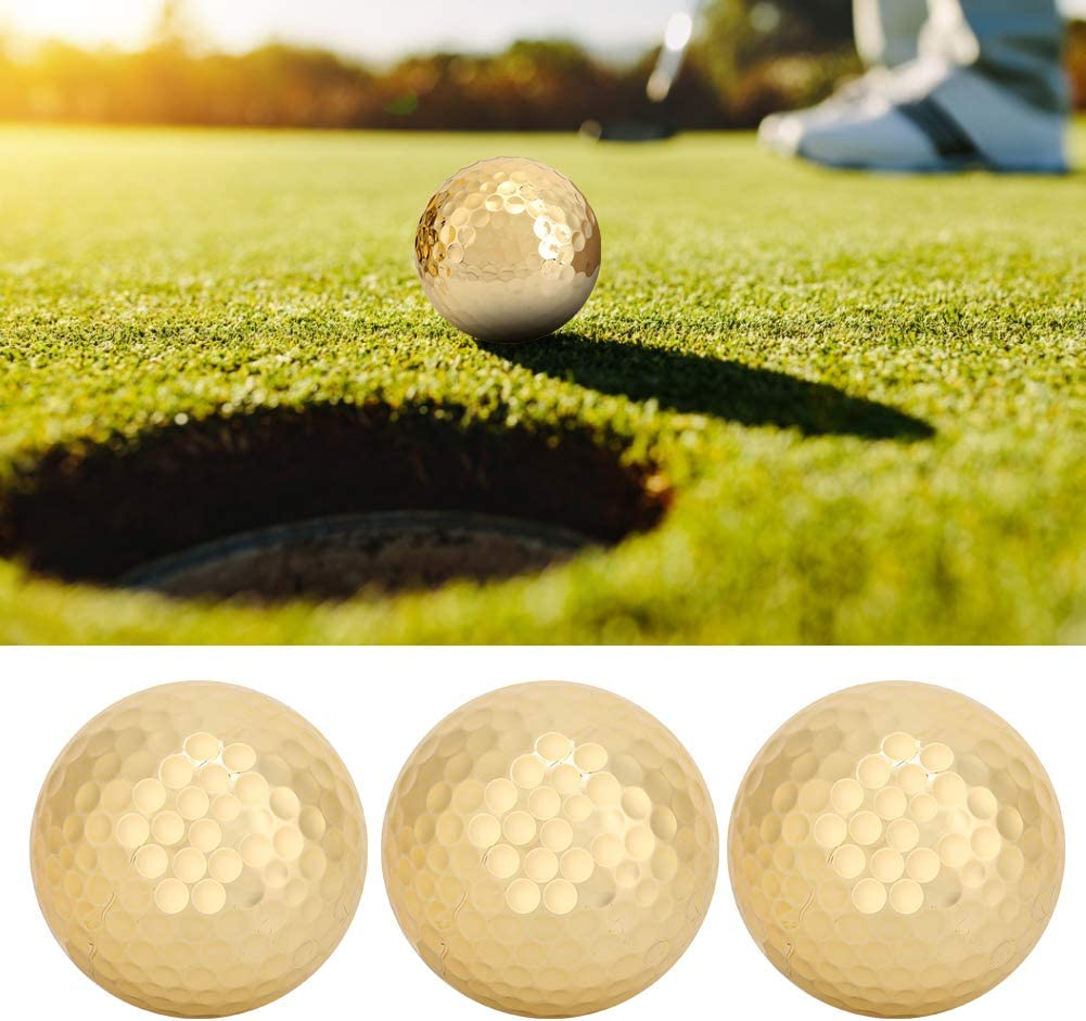 Gold Golf Balls Luxurious Golf Gifts for Golfer Unique Golf Accessories for Men and Women Golden Balls for Practice Present and Decoration Golf Practice image number 5