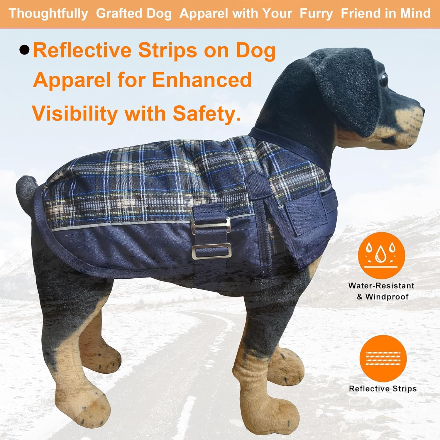 Warm Dog Winter Coat, Dog Cold Weather Coats Waterproof Windproof Reflective Dog Apparel Clothes Pet Jacket Padded Vest Outfit for Small Medium Large Dogs (Navy Blue, 50Cm)