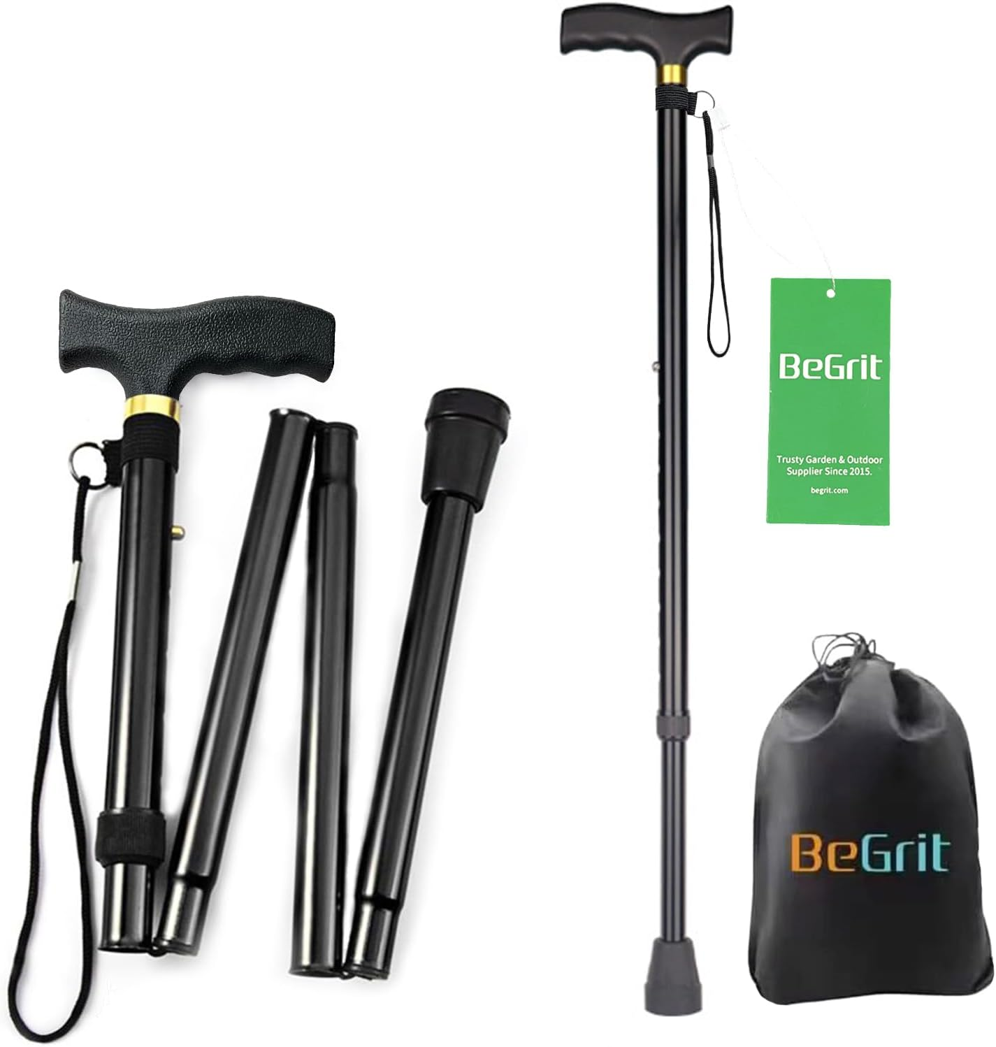 Begrit Walking Sticks for Women Folding Walking Sticks Adjustable Walking Stick Collapsible Lightweight Flexible Stick Comfortable Grip for Ladies Men image number 1