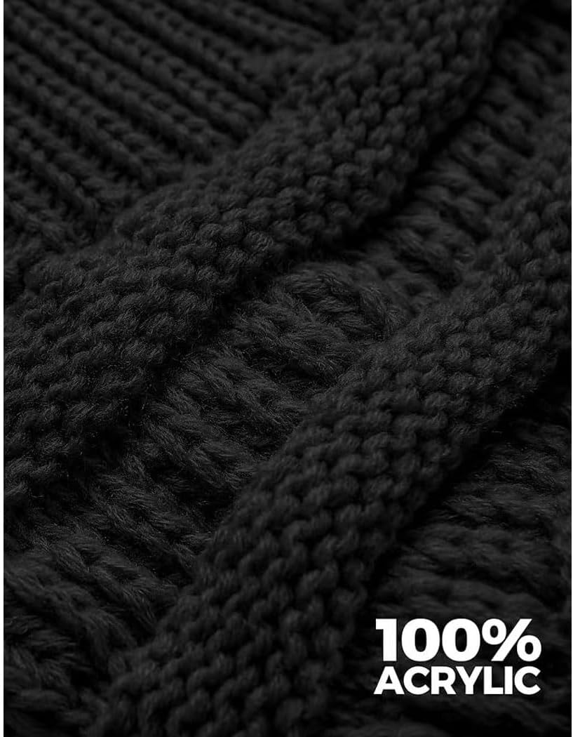 Idopick Winter Beanie Hat for Men Women, Slouchy Winter Hat Breathability & Elasticity Snow Cap Hat for Cold Weather Warm Knit Hat - Black image number 4