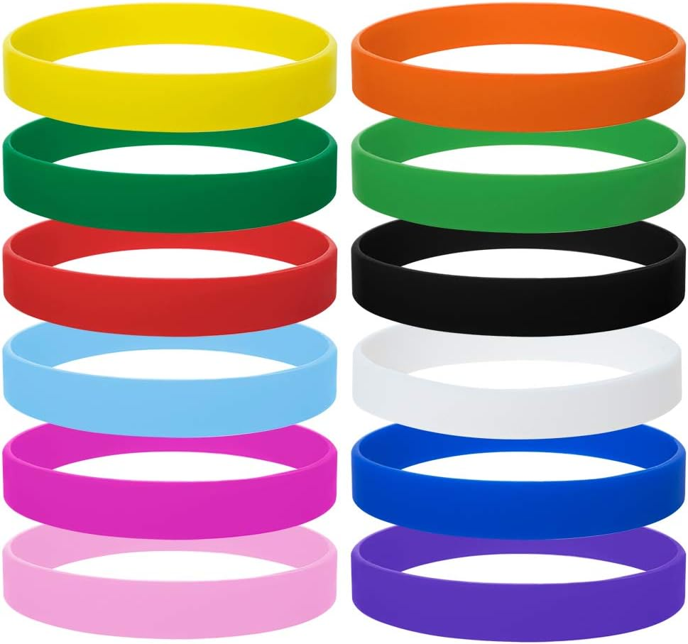 GOGO 12 PCS Adult Silicone Wristbands, Rubber Bracelets, Party Accessories