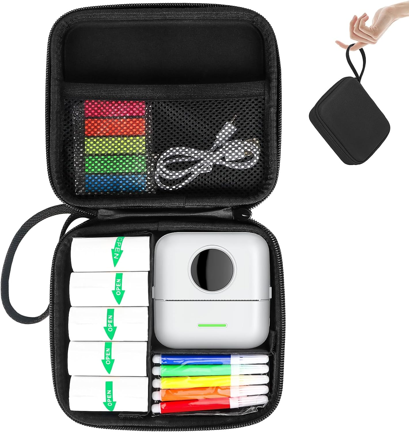 Huijukeji Mini Sticker Printer Case,High-Capacity Hard Protective Box for X5/Phomemo M02/T02 Printer,Portable Carrying Case Suitable for Thermal Inkless Photo Printer,Instant Camera,Label Marker image number 6