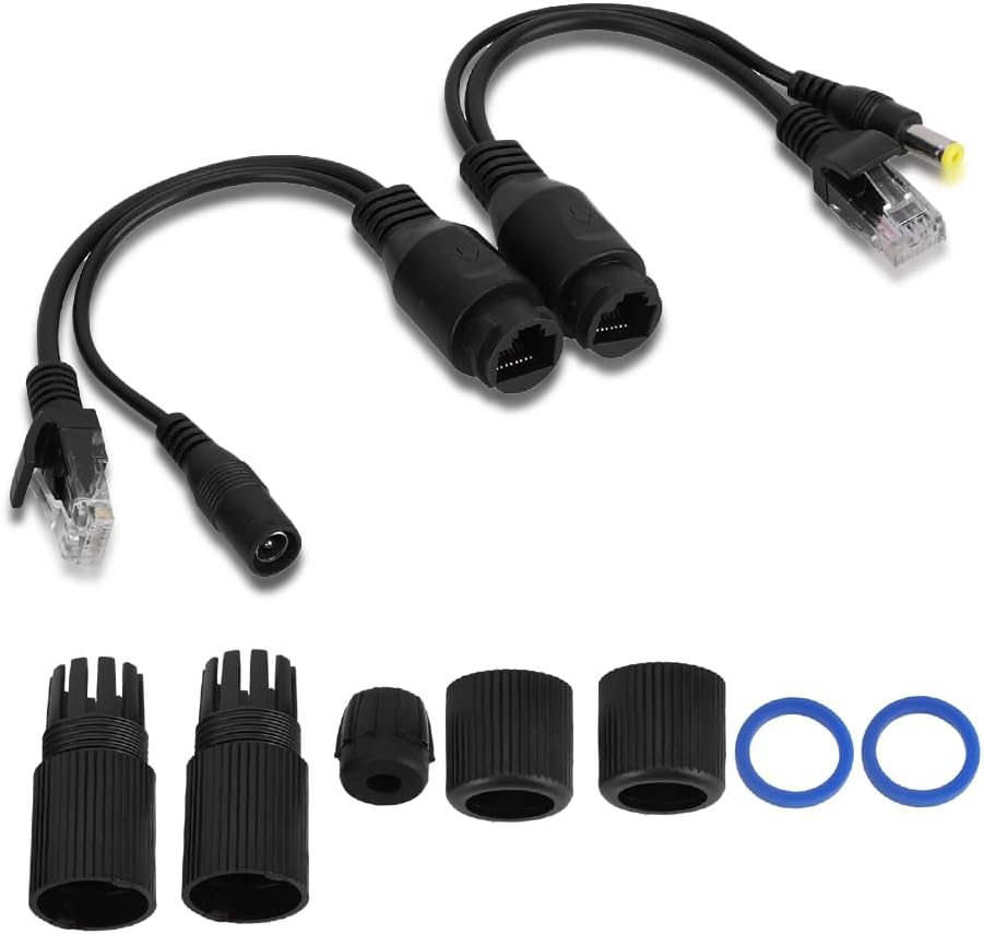 Joyzan Poe Splitter Kit, Poe Injector, Power over Ethernet, Power over Ethernet Connector, Power over Ethernet, Passive Poe Adapter Cable, 12V, 2 Pairs(Black) image number 1