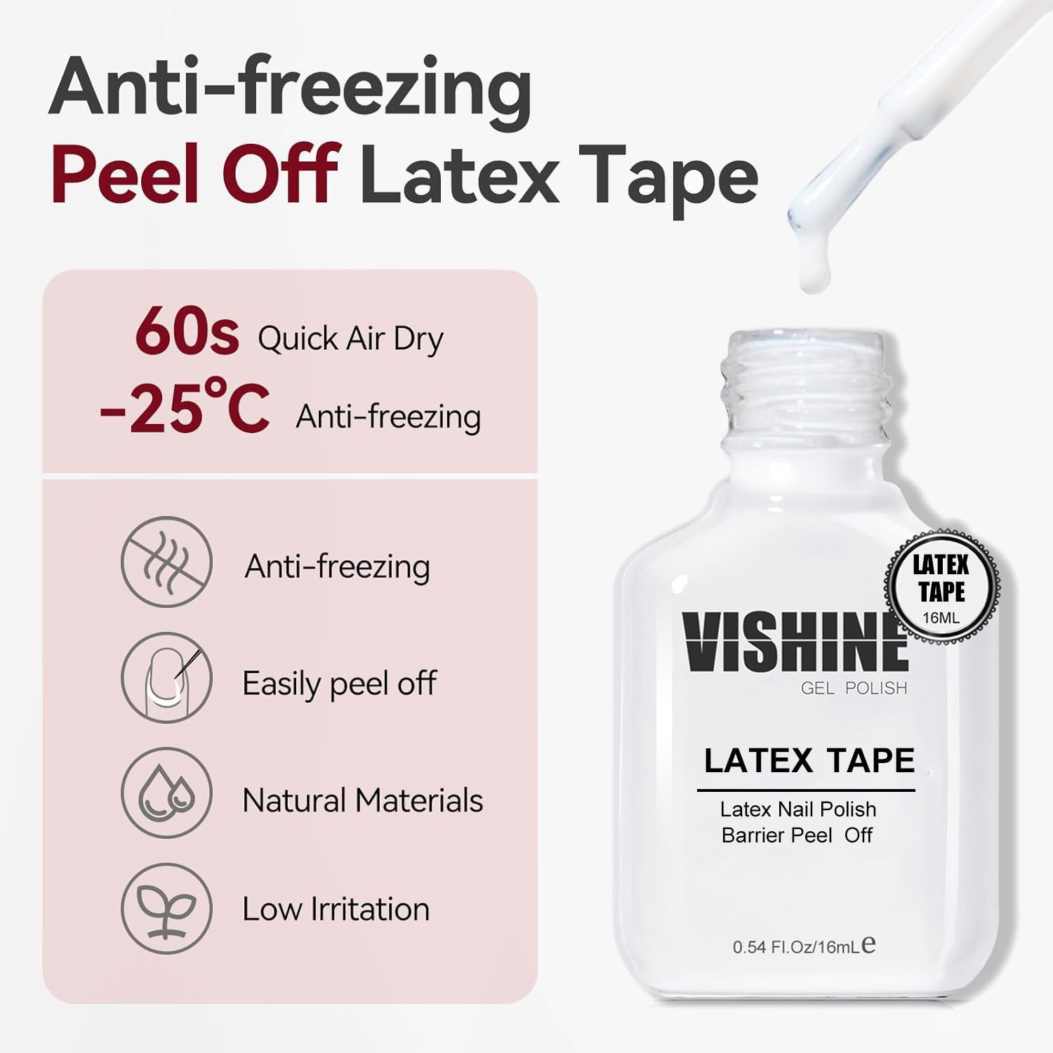 Vishine Liquid Latex for Nails, 2Pcs 16Ml Peel off Cuticle Guard with Stick, Skin Barrier Protector Latex Tape for Gel Nail Polish Manicure Nails Design