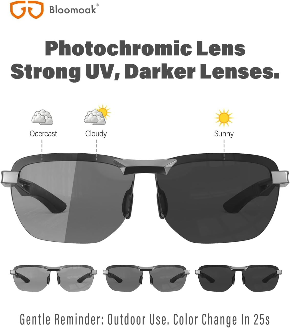 Bloomoak Men'S Driving Sunglasses Polarized Sunglasses Sports Eyewear Fishing Golf Goggles for UV400 Eyes Protection Ultra Light AL-MG image number 2