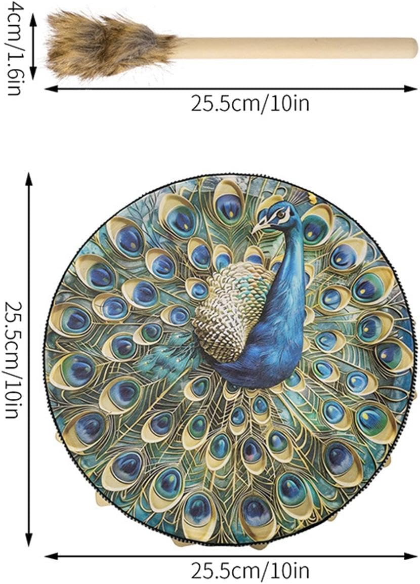 Handmade Shaman Drum - Shaman Drum Native Instruments,Shamanic Drums 9.8 Inch Sound Healer, Shaman Tools for Spiritual Music, Reflection Meditation image number 3