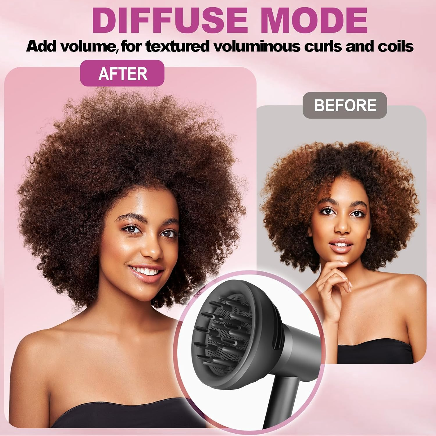 YTCHYYSK New Wave Curl Diffuser Nozzle for Dyson Supersonic Hair Dryer HD01 HD02 HD03 HD04 HD08 HD15 HD16 Accessories, Attachemnt Parts No 973924-01, One Tool Two Mode for Wavy Curly or Coily Hair image number 4