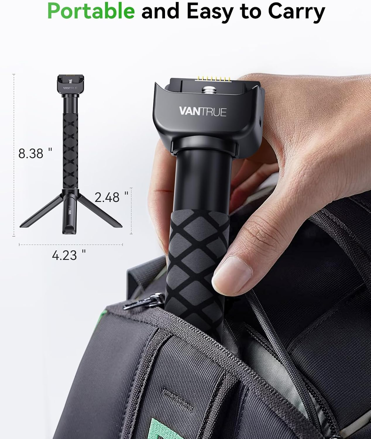 Vantrue Portable Handheld Mount for E360 Panoramic Dash Cam: 4-Hour Battery Life, Ideal for Camping, Meetings, Off-Road Exploring, Hiking, Traveling, and Family Moments image number 3