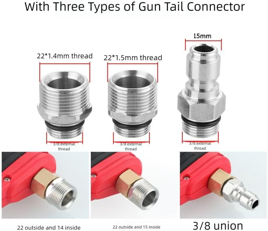 High Pressure Cleaning Gun, Replaceable Extension Pole, Upgraded Version, 5 Nozzle Spray Head, M22-14/M22-15, 3/8 Quick Connect, 4000 PSI image number 1