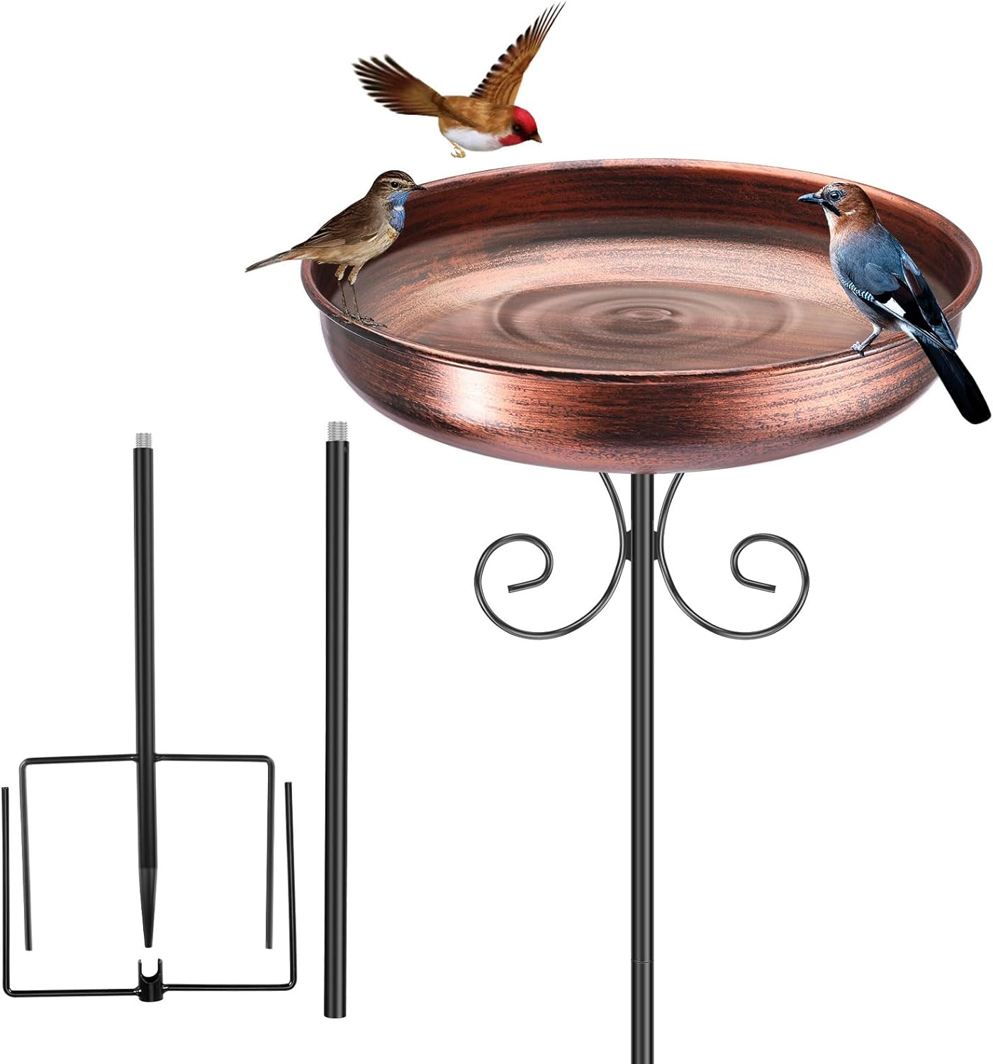 Metal Outdoor Standing Bird Bath Enduring Bird Bath Feeder Bowl Decorative Freestanding Birdbath for Garden Outdoor.(30Cm)