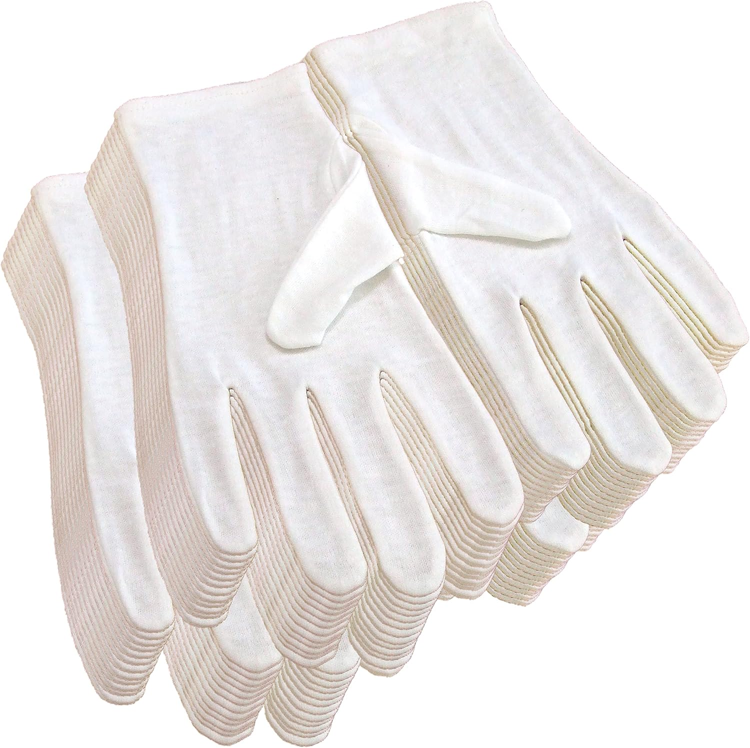 100% Pure Cotton Gloves 12 Pairs 24 Pairs White SS-S-M-L-LL Size (Kids, Women, Men) image number 2