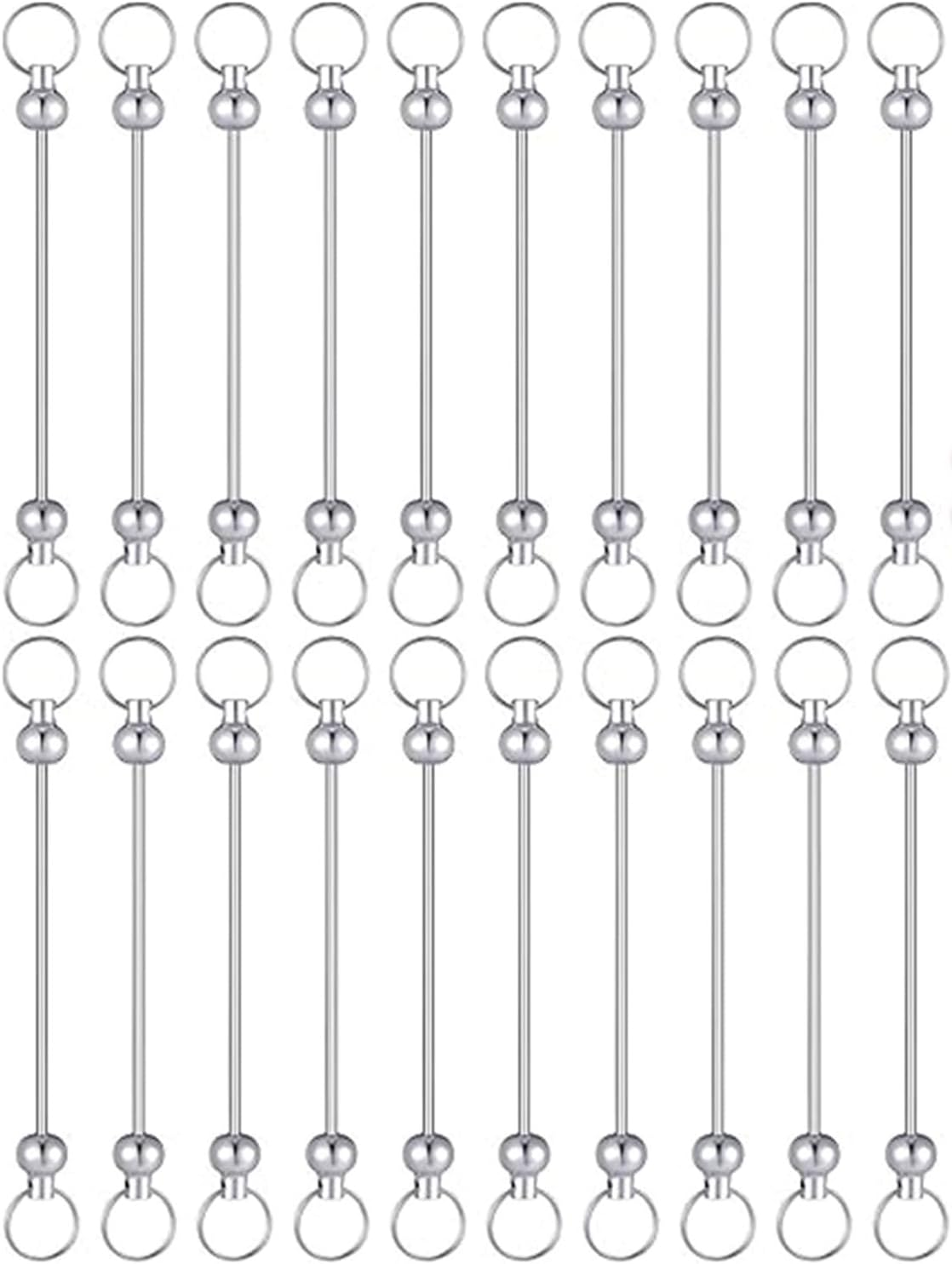 Blank Beadable Keychain Bars Metal Bead Keychain Bar Link Detachable Key Chain for DIY Craft Making Gift Accessories(20Pcs)