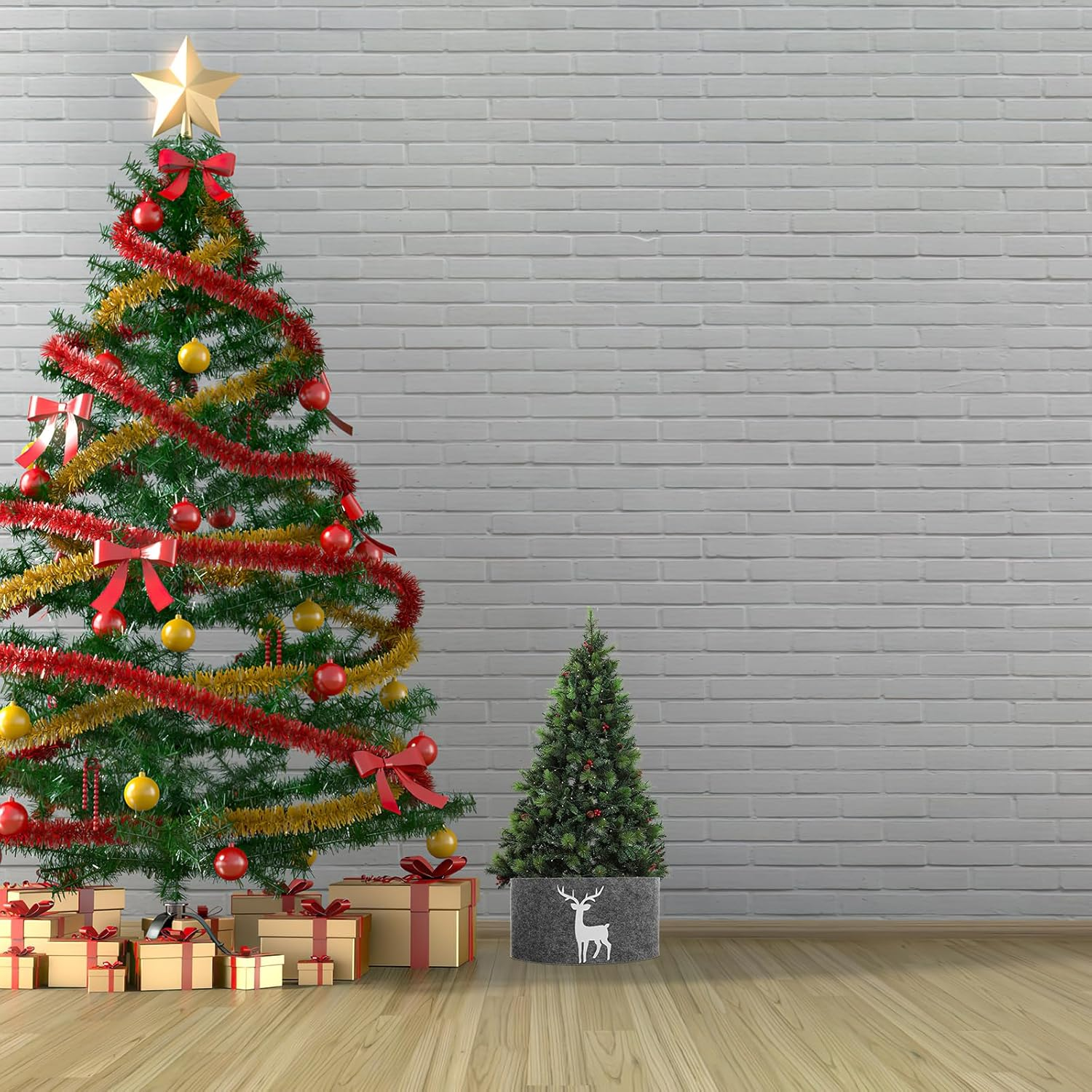 Christmas Tree Collar Christmas Tree Ring Stand Band Tree Collar Carpet Mat Decoration for Holiday Christmas Party Decorations 60CM image number 6