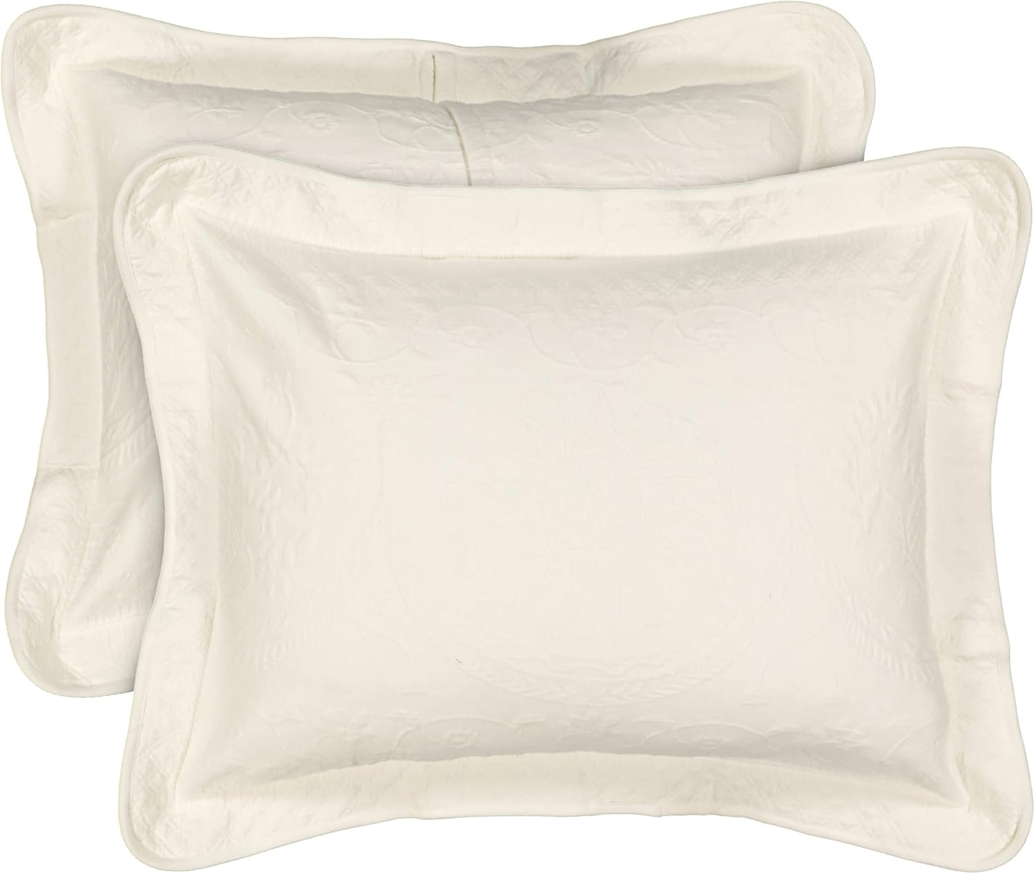 HISTORIC CHARLESTON King Charles Modern Farmhouse Floral Matelasse Decorative Pillowcase, 100% Cotton Breathable Bedding, King Sham (20" X 36"), Ivory image number 1