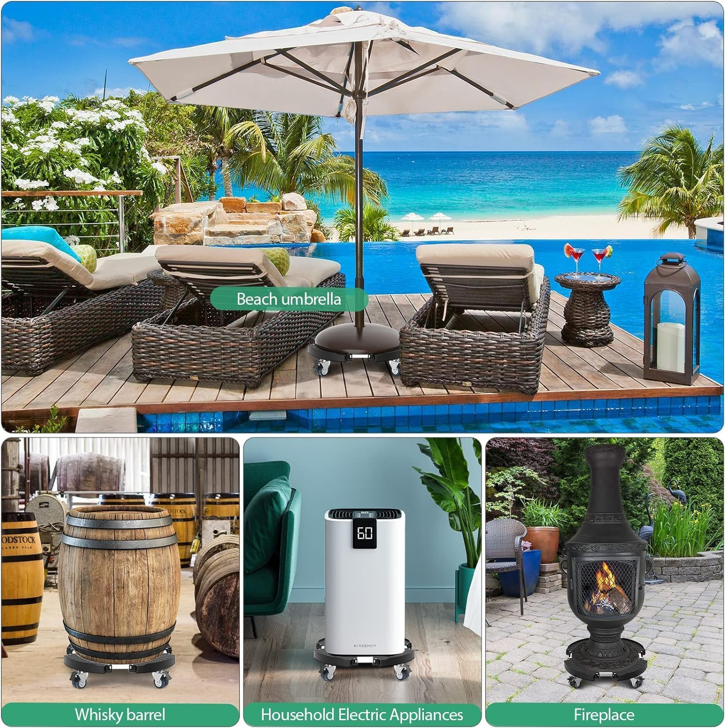 2PACK Plant Stand with Wheels 150KG Heavy Duty, Adjustable 20-48CM Plant Caddy with Casters, Rolling Plant Stand, Large Potted Planter Cart Dolly for Flower Pot Outdoor Indoor image number 4