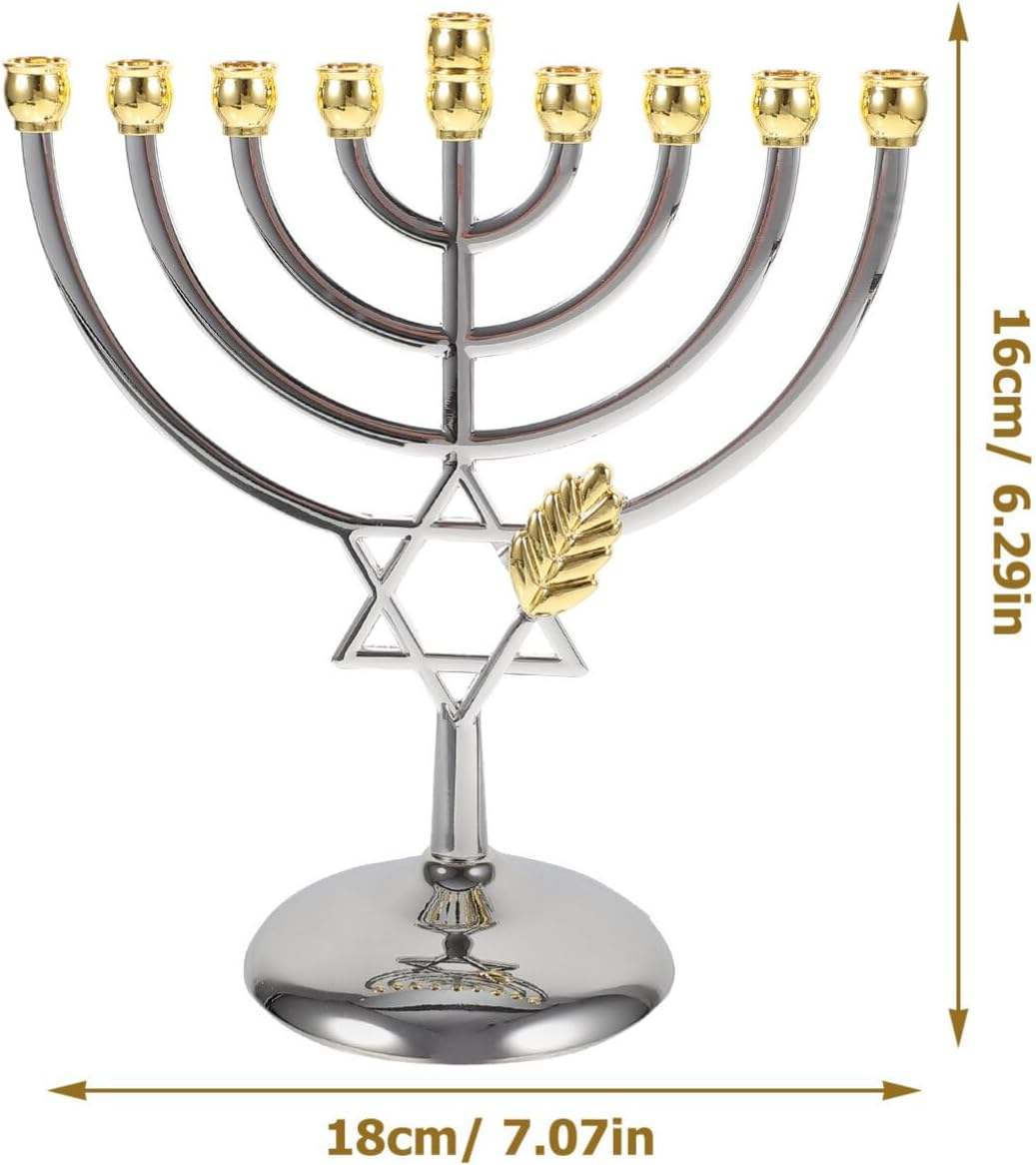 MAGICLULU 9 Branch Menorah Candle Holder,Jewish Candle Holder Candle Stand Candlestick 9 Arm Candlestick Holder Ceremony Candlelight for Chanukah image number 3