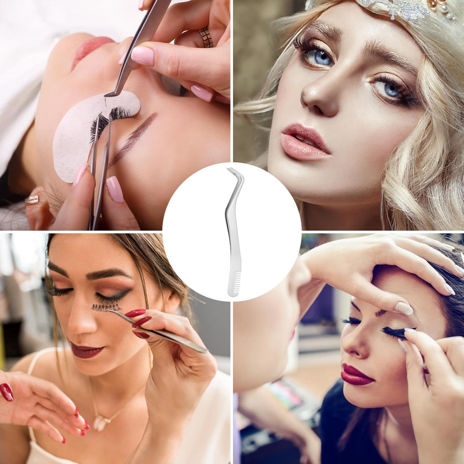 Curved Tweezers for Lashes - Stainless Steel Eyelash Extension Tweezer | Comb and Clusters | Lash Applicator Tool for Women | Eyelash Applicator Tool | Professional Eyelash Extension Tools - Colorful2 image number 6