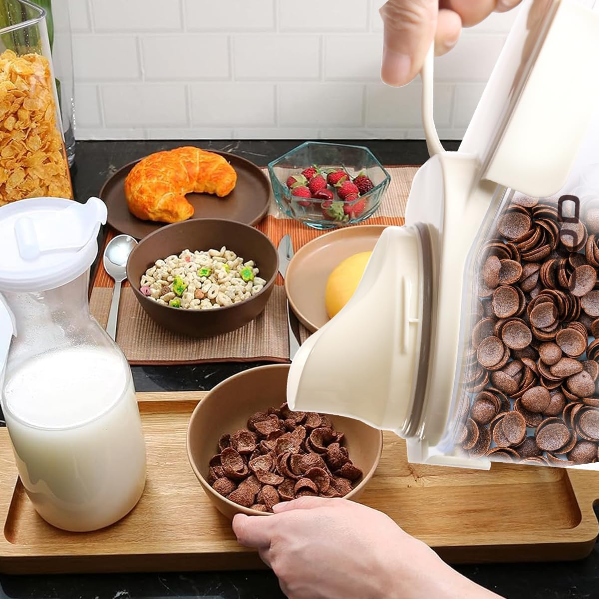 ZEBAN Small Cereal Containers 2L Airtight Dry Food Airtight Dry Food Storage Containers with Pouring Spout Dry Food Dispenser for Flour, Sugar, Rice, Oats image number 2