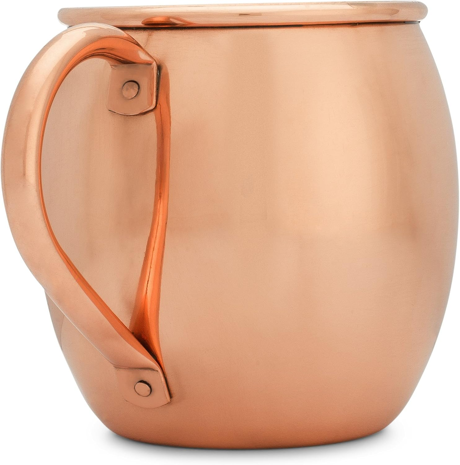 Copper Mules Moscow Mule Mug Handcrafted of 100% Pure Thick Copper - Timeless Barrel Smooth Finish - RAW Copper Interior - Authentic and Strong Riveted Handle - Holds 16Oz image number 3