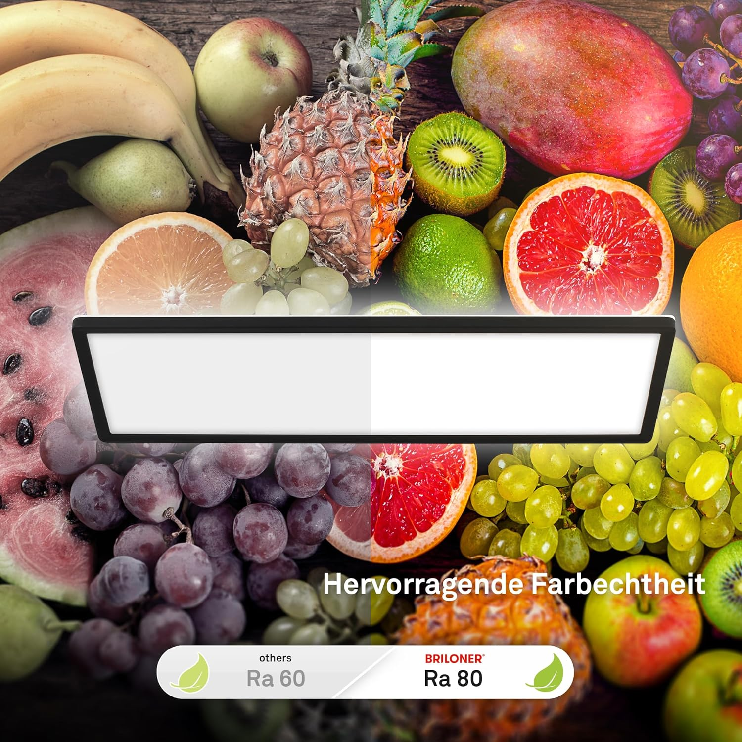 BRILONER - LED Ceiling Light with Indirect Light, 58 X 20 Cm, Flat, 22 W, 3,000 Lm, Neutral White Light Colour, Living Room, Ceiling Light, Living Room Lamp, LED Panel, Kitchen Lamp, Bedroom, Black - White image number 4