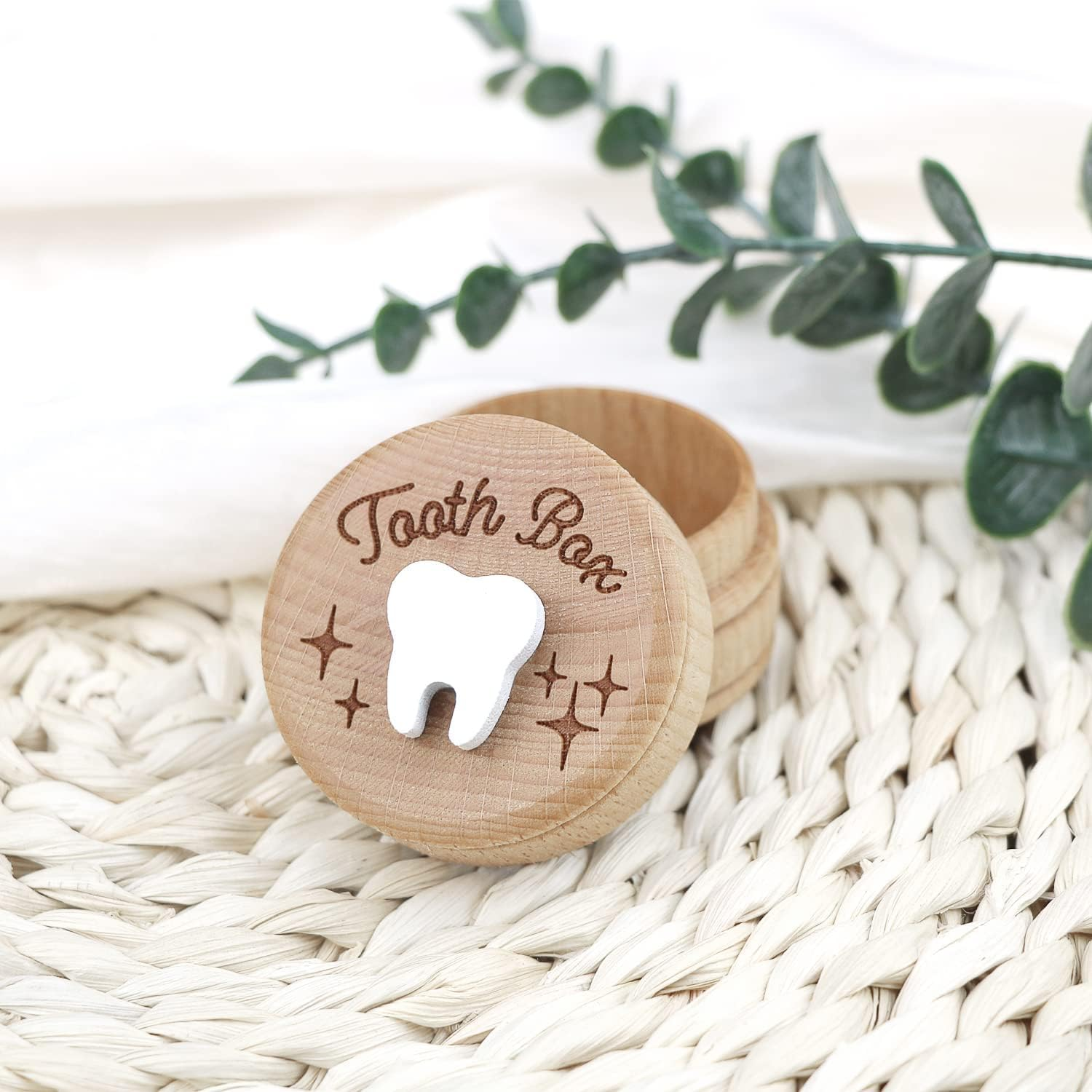 Wooden Tooth Fairy Box Dropped Tooth Keepsake Storage Box for Boys and Girls Cute Lost Tooth Holder Toddler Teeth Case image number 5