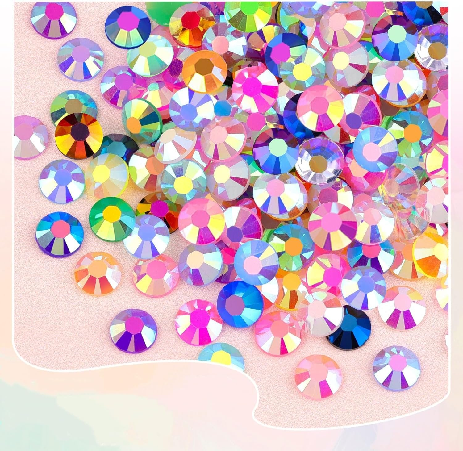 24000Pcs Nail Art Rhinestones Kit, 24Assorted Colours, with Tweezers Tool and Pencil,Round Nail Flatback Rainbow Gems Set (3Mm ) image number 1