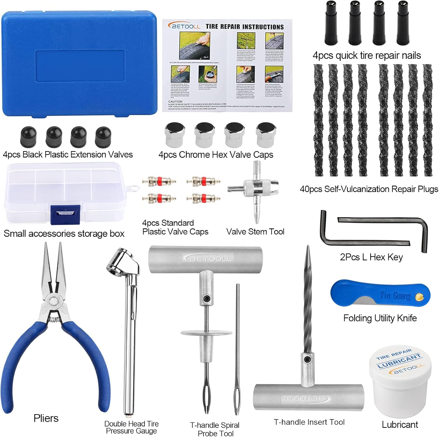 Heavy Duty Tire Repair Kit - 67Pc Set for Motorcycle, ATV, Jeep, Truck, Tractor Flat Tire Puncture Repair image number 6