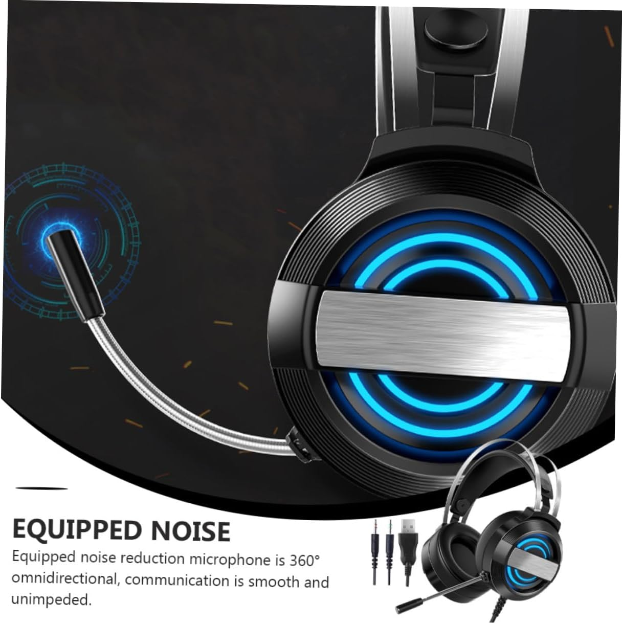 LRXIYODE Wired Gaming Headset Microphone USB Over-Ear Computer Headphone for Black Standard Edition