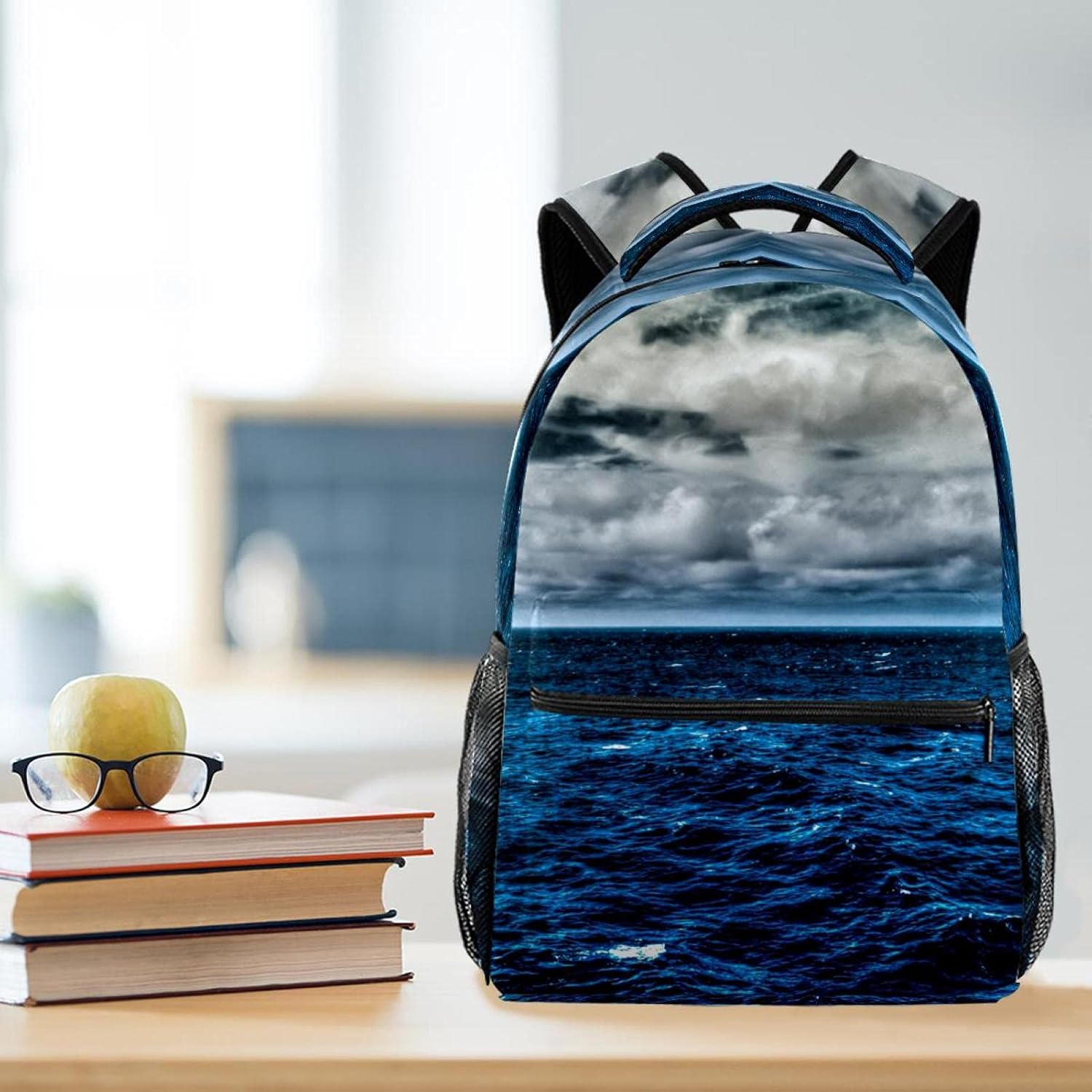 Clouds over Blue Ocean Backpack Students Shoulder Bags Travel Bag College School Tote Backpacks