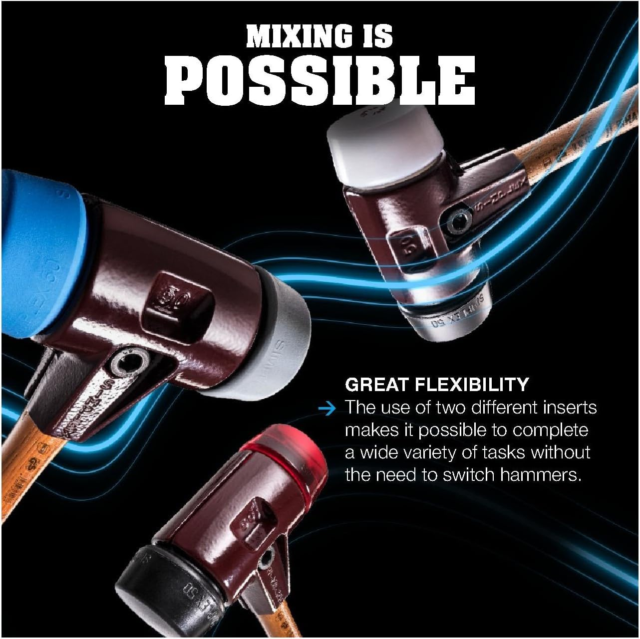 Halder Simplex Tpe-Mid/Tpe Soft-Face Mallet Hammer with Cast Steel/Wood Handle, 40 Mm Diameter image number 3