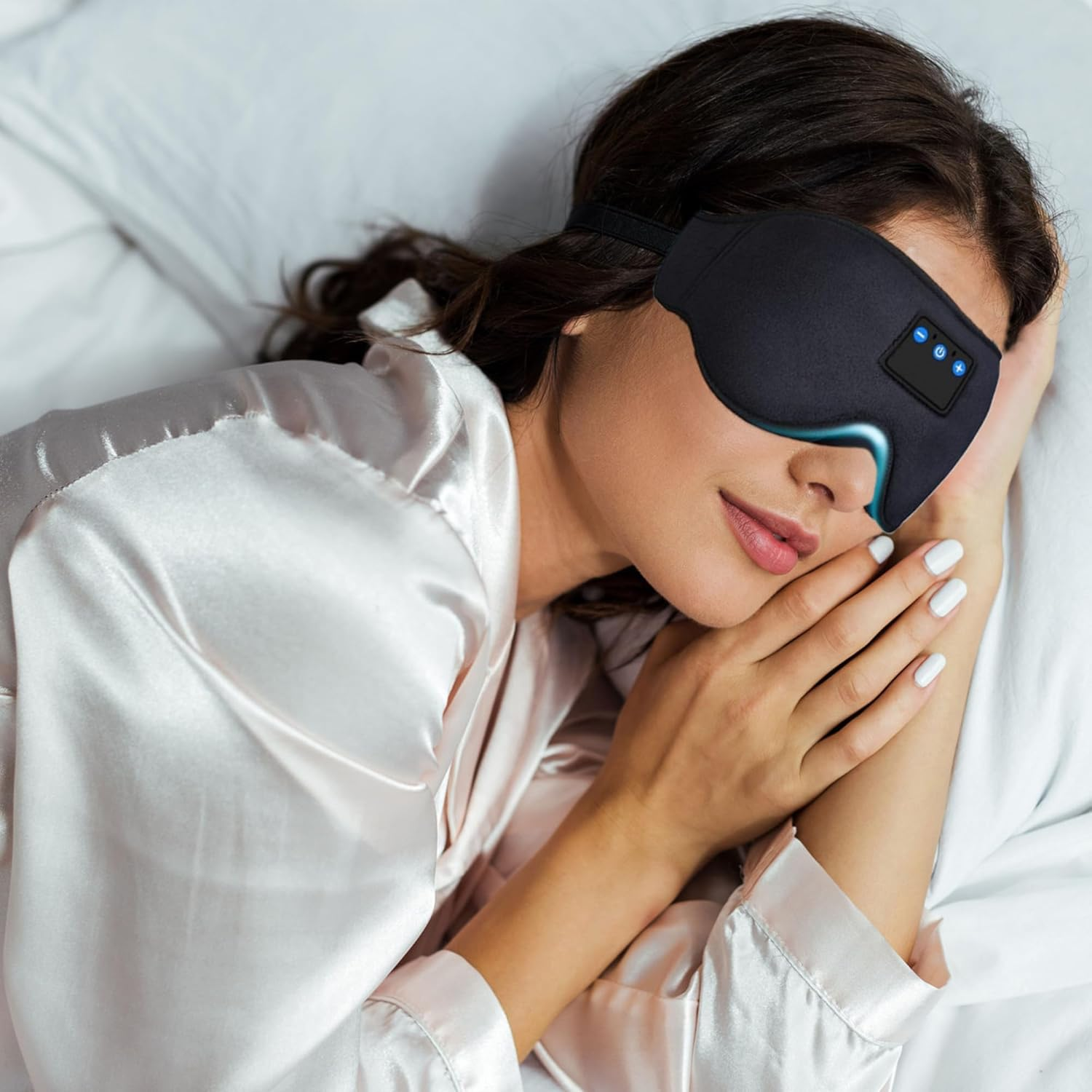 Laser Sleep Mask with Bluetooth 5.3 Headphones &ndash; Black 3D Contoured Eye Mask, Memory Foam Comfort, 10Hr Battery, USB-C Rechargeable, Travel & Sleep Headphones image number 4