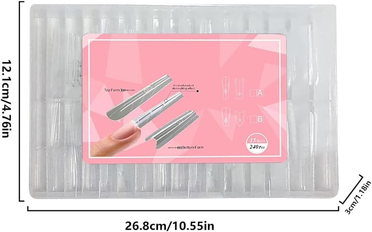 240PCS Sandwich Nail Form, Nail Forms for Gel Nails Extension, Professional Gel Nails Extension Forms Duals-Sided, Reusable Acrylic Molds Quick Building for Diys Art (Oval)