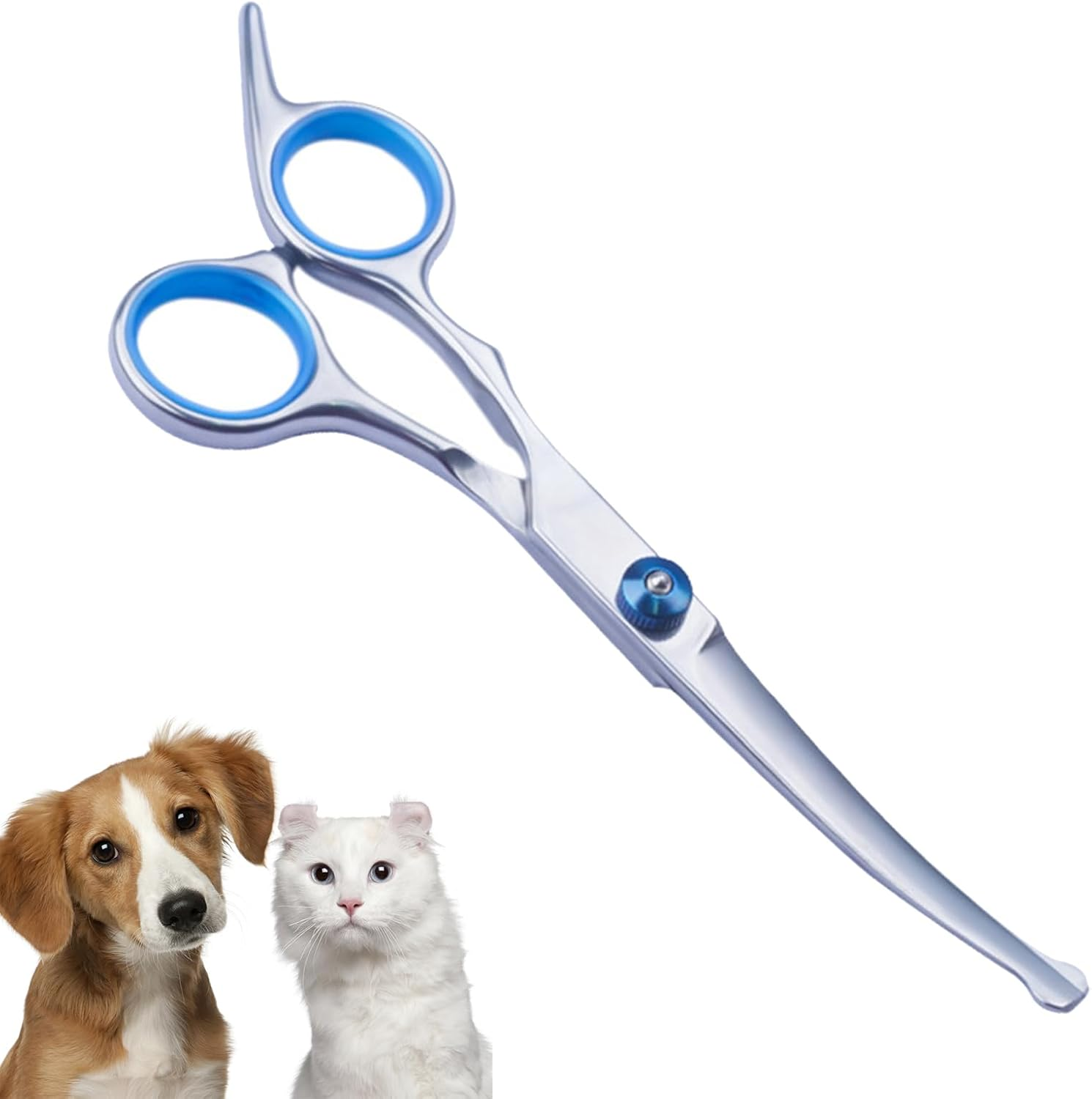 6 Inch Curved Scissors for Dogs, Stainless Steel Dog Scissors, Fur Scissors for Dogs, Dog and Cat Safety round Tip Grooming Scissors, Pet Dog Grooming Scissors