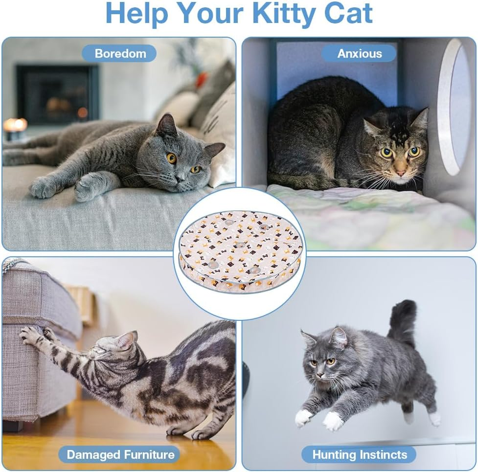 AYESY Cat Toys Ball for Indoor Adult Cats,Interactive Cat Toy, Automatic Random Rolling Ball Kitten Toys with Mat, Rechargeable & Motion Activated, Hide and Seek Game(Round)