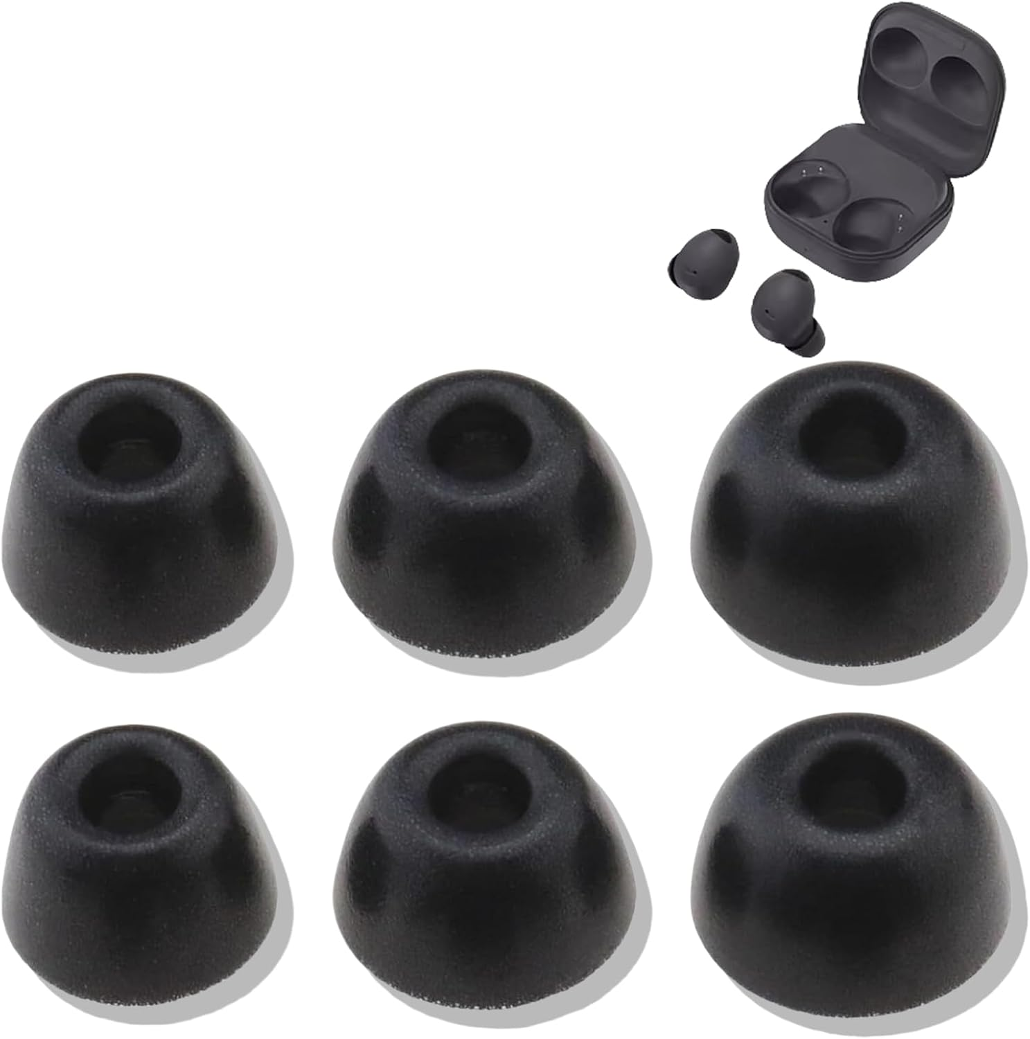 3-Pairs Replacement Memory Foam Ear Tips for Galaxy Buds2 Pro - Enhanced Comfort & Noise Isolation, Premium Replacement Foam Ear Tips (S/M/L, Black)