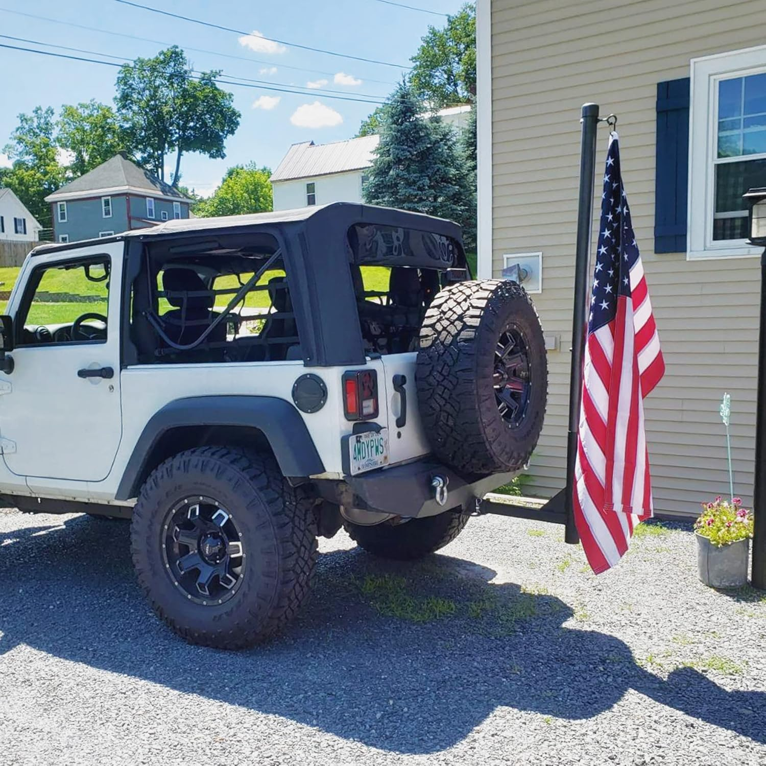 Anley Universal Car Hitch Mount Flagpole Holder - Compatible with Standard 2 Inch Hitch Receiver for Truck, Jeep, Van & RV - Vehicle Rear Flag Pole Mounting Bracket - Fit Flagpole of 1 to 2 In image number 1