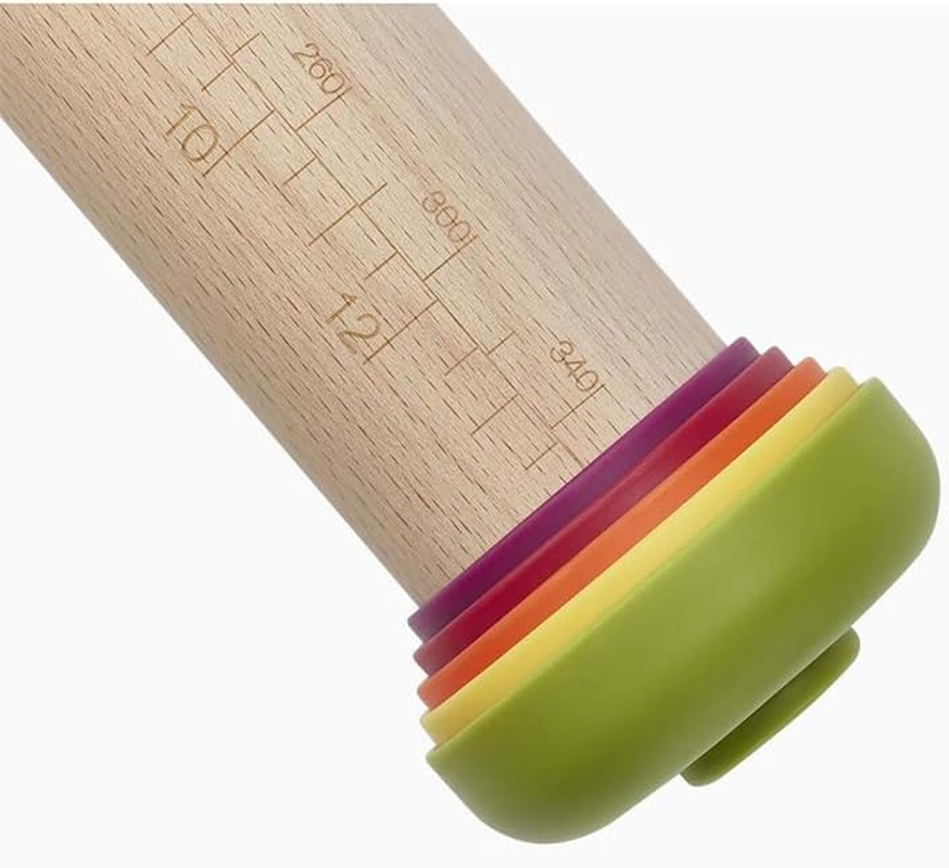 Joseph Joseph Precisionpin - Rolling Pin with Adjustable Pastry Thickness, Baking and Dough Rollers, Beech Wood, Multicolour image number 6