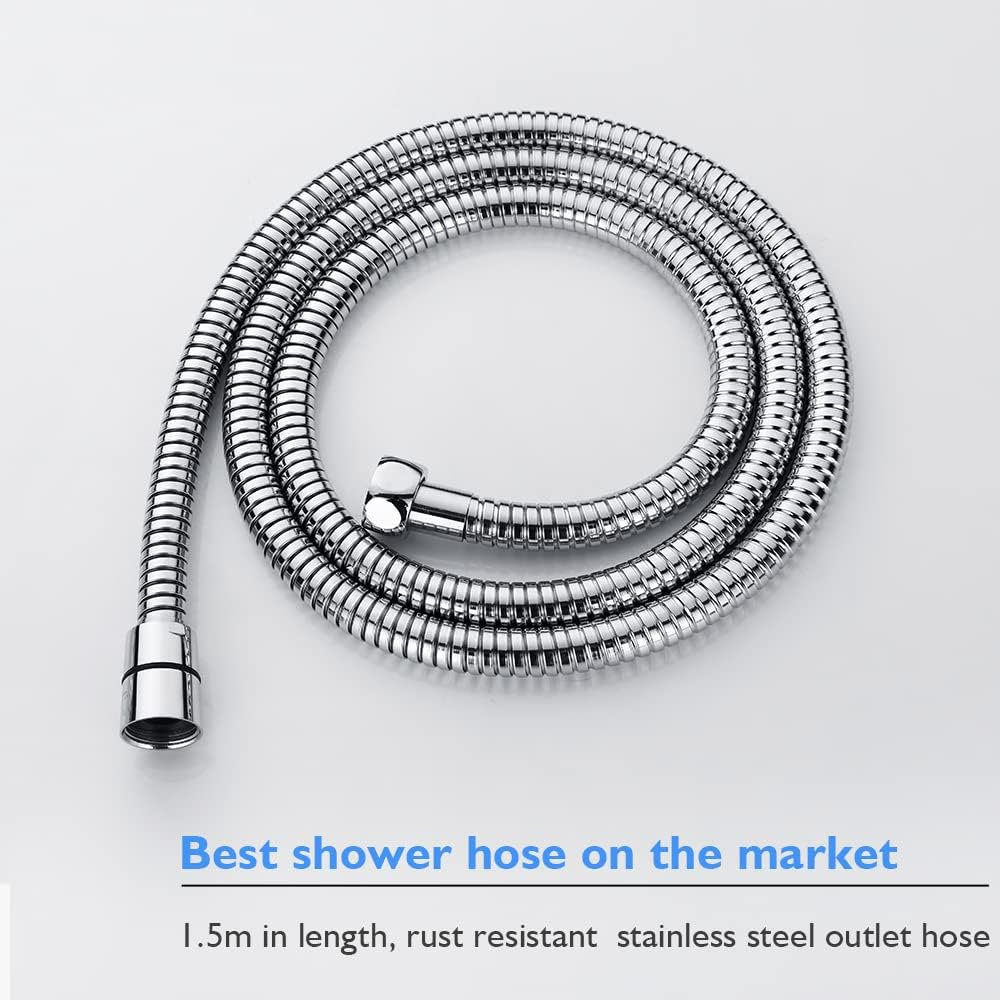 Decaura 5-Mode Handheld Shower Head round with 150Cm Shower Hose High-Pressure Spray Massage Chrome - Black image number 4